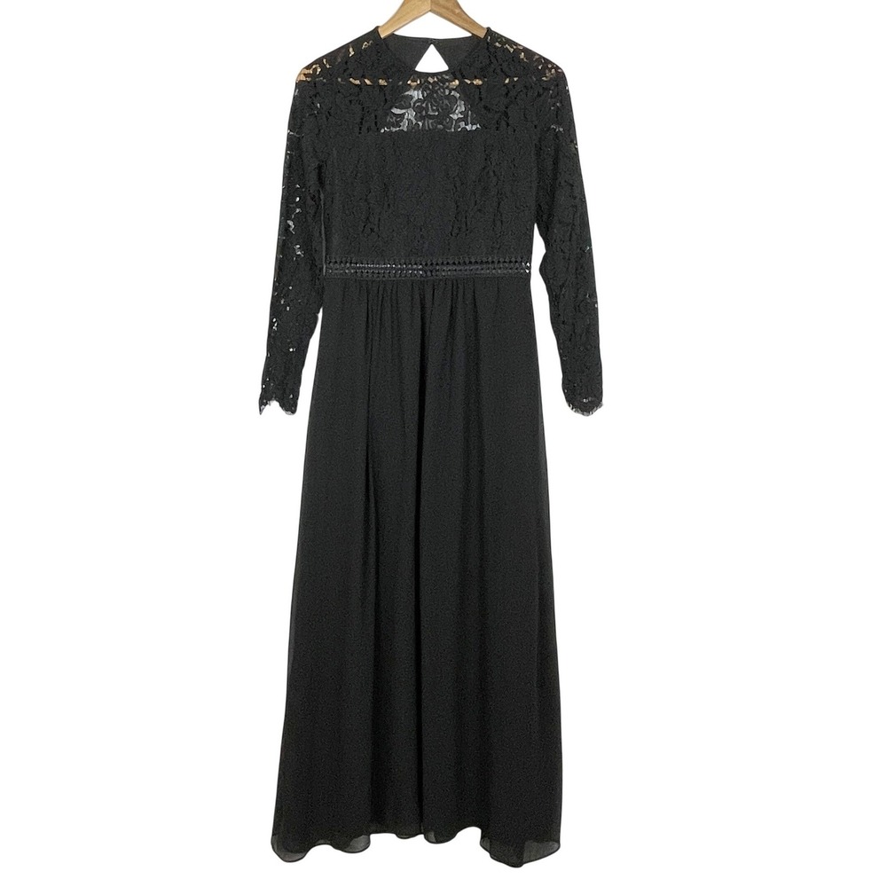 Whimsigoth Lace Long Sleeve Open Back Maxi Dress Size M Evening Witchy Victorian
